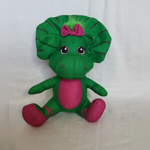 Baby Bop Green and Pink 8" Dinosaur Plush Barney And Friends Vintage 1990s‎